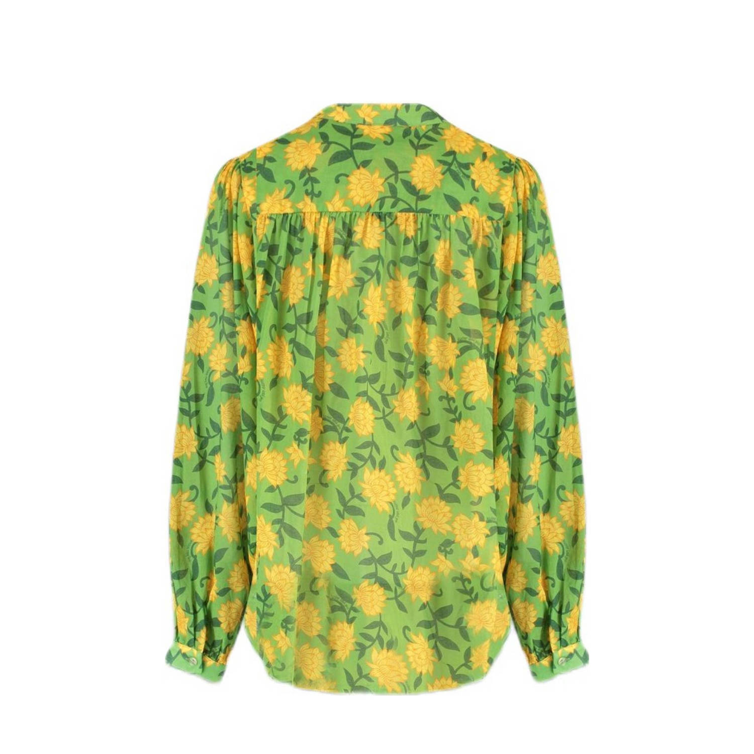HARPER & YVE blouse met bloemenprint groen geel