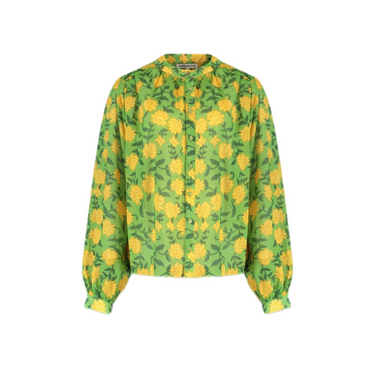 HARPER & YVE blouse met bloemenprint groen geel