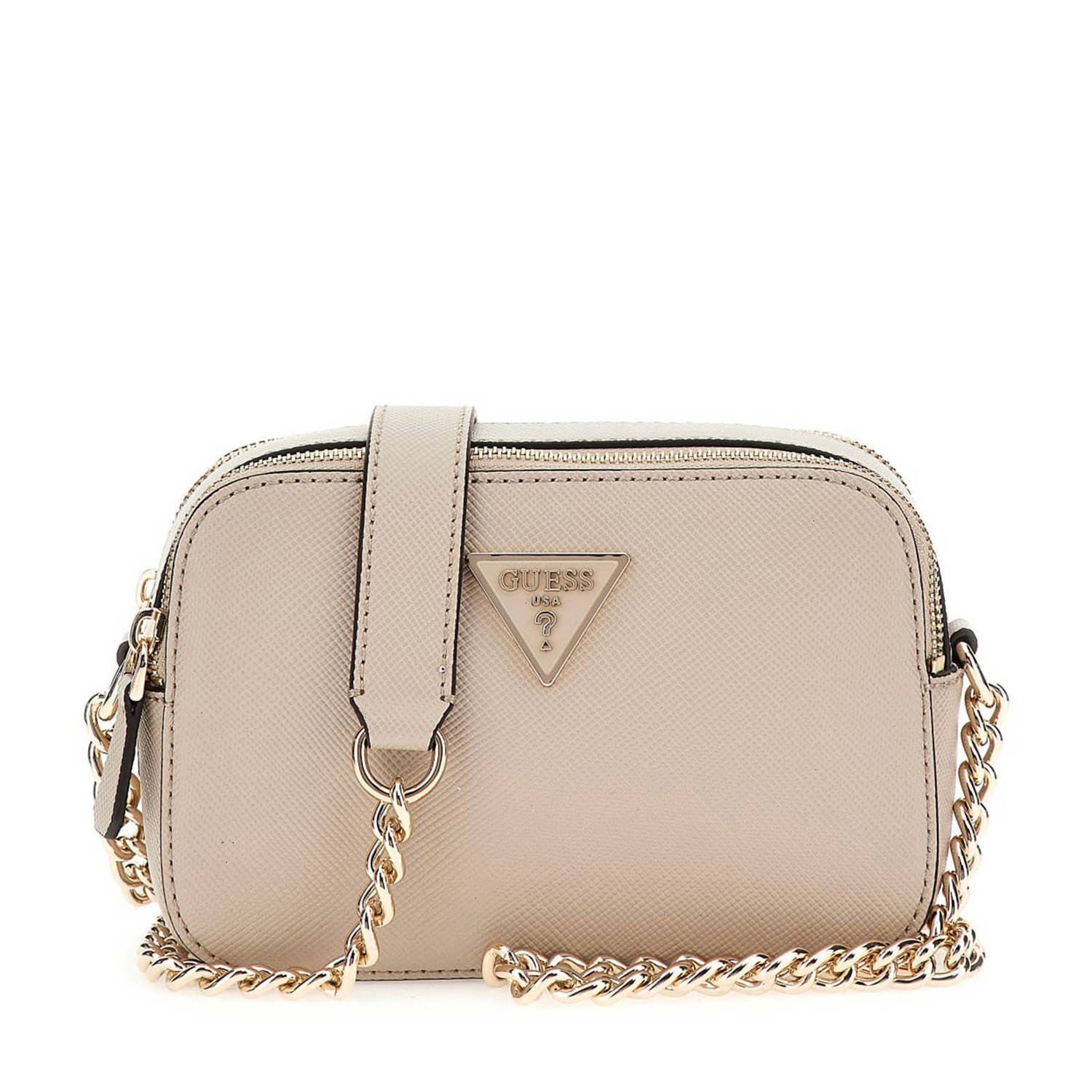 Guess Noelle Crossbody Camera Schoudertas Beige Dames