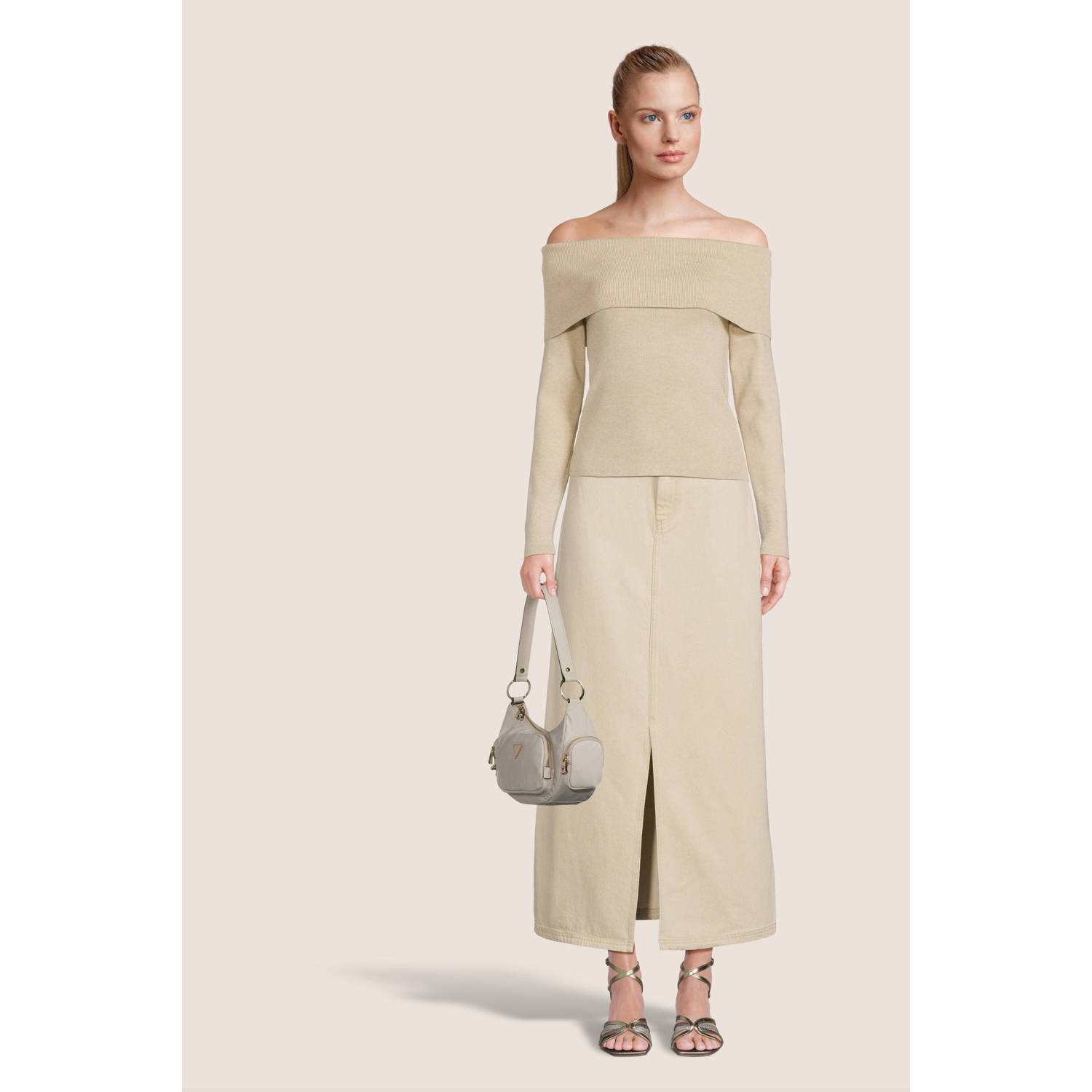 Guess Eco Gemma Schoudertas Beige Dames