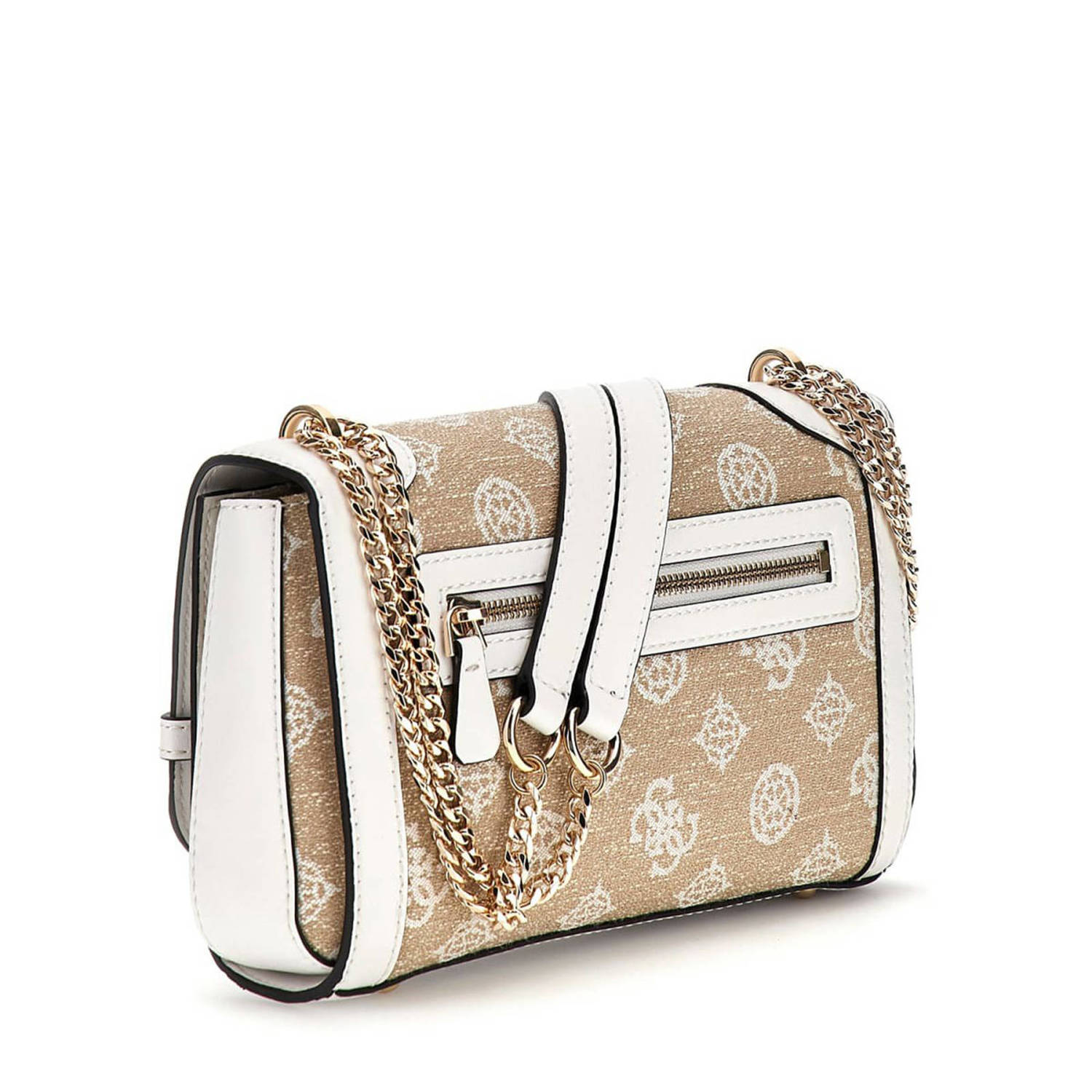 GUESS crossbody tas Loralee met logoprint beige wit