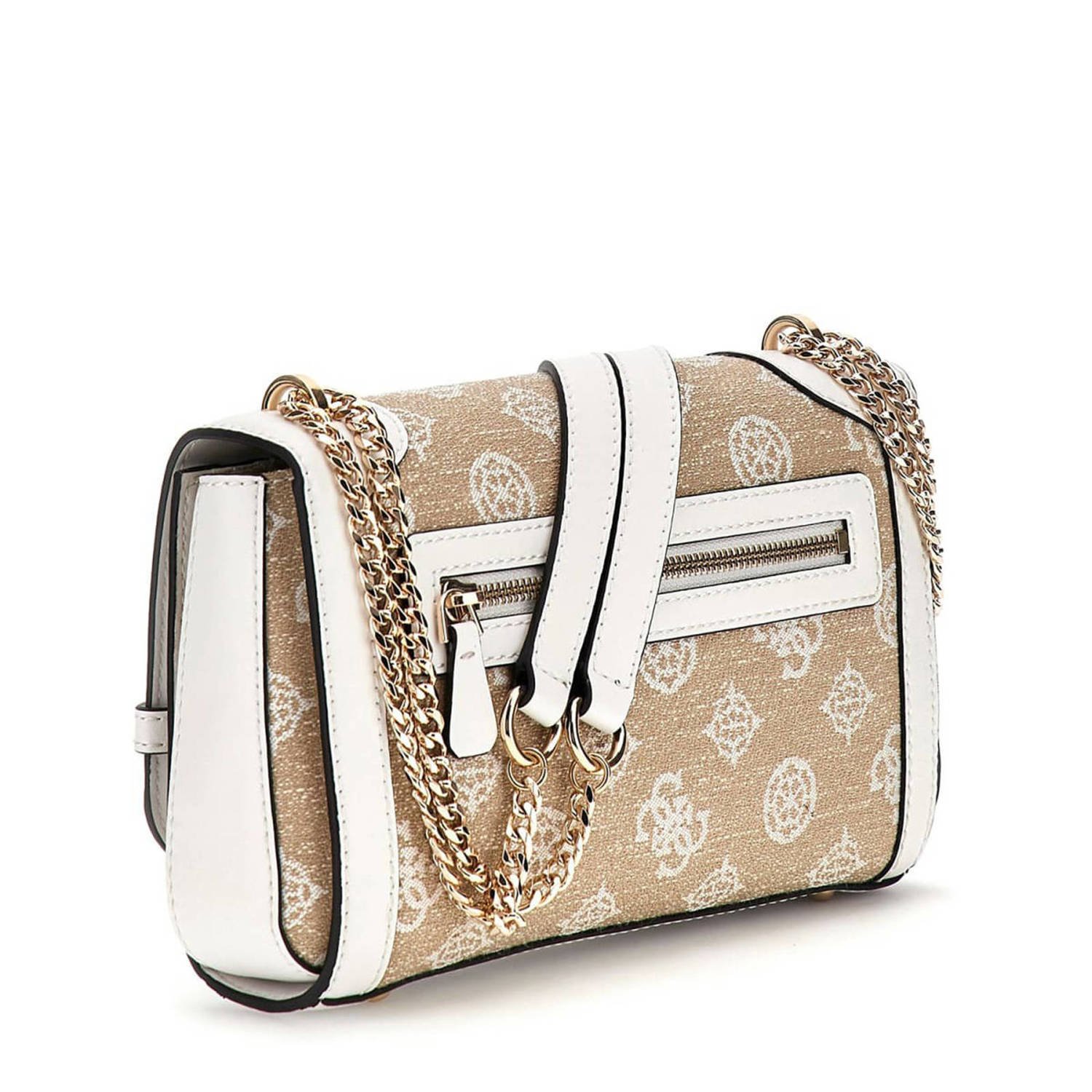 GUESS crossbody tas Loralee met logoprint beige wit