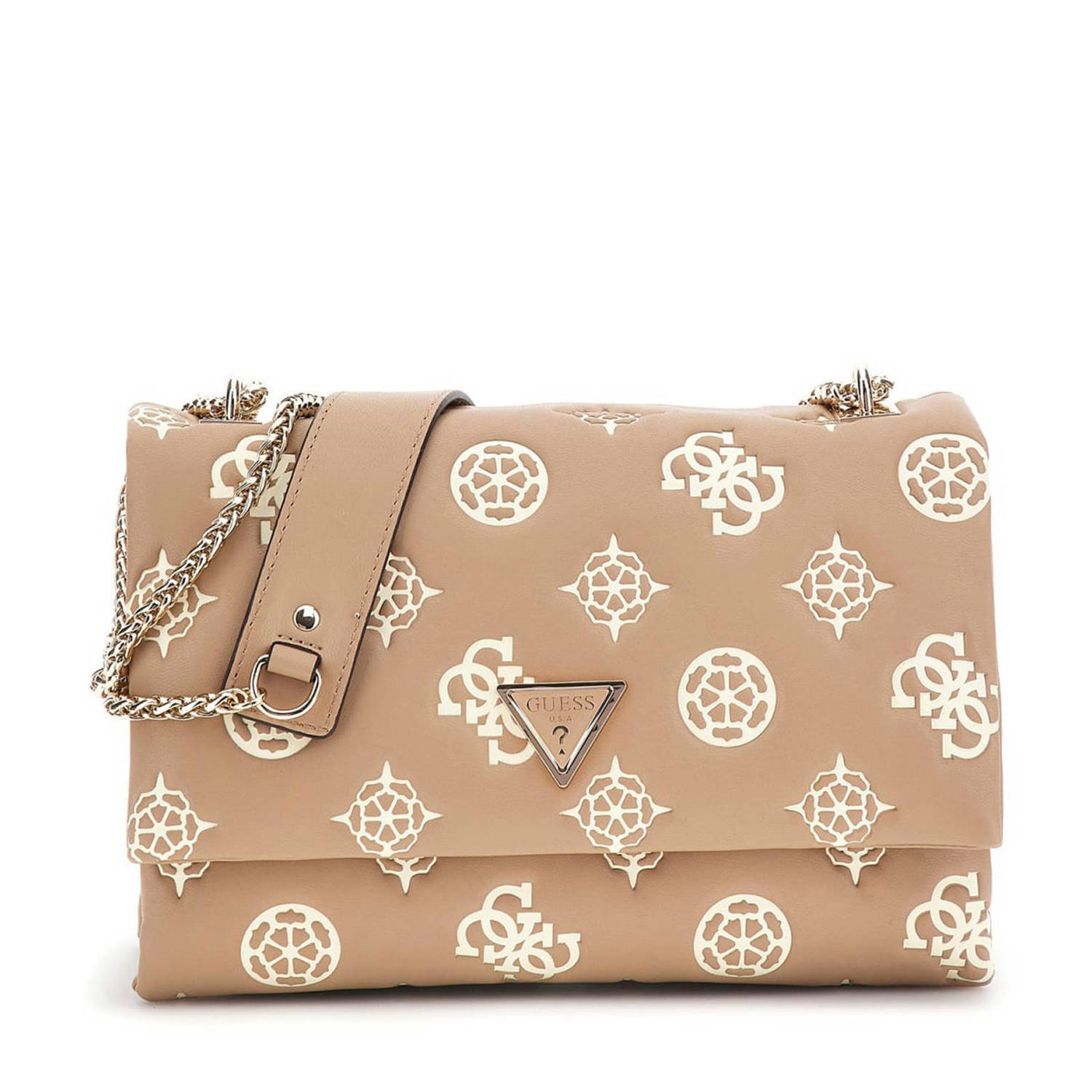 GUESS crossbody tas Deesa met logoprint beige