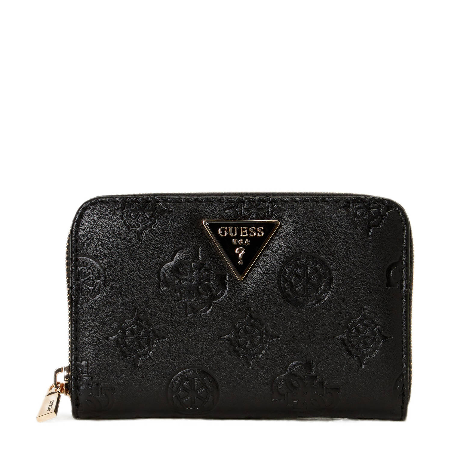 Guess Zwarte Logo Ritsportemonnee Black Dames