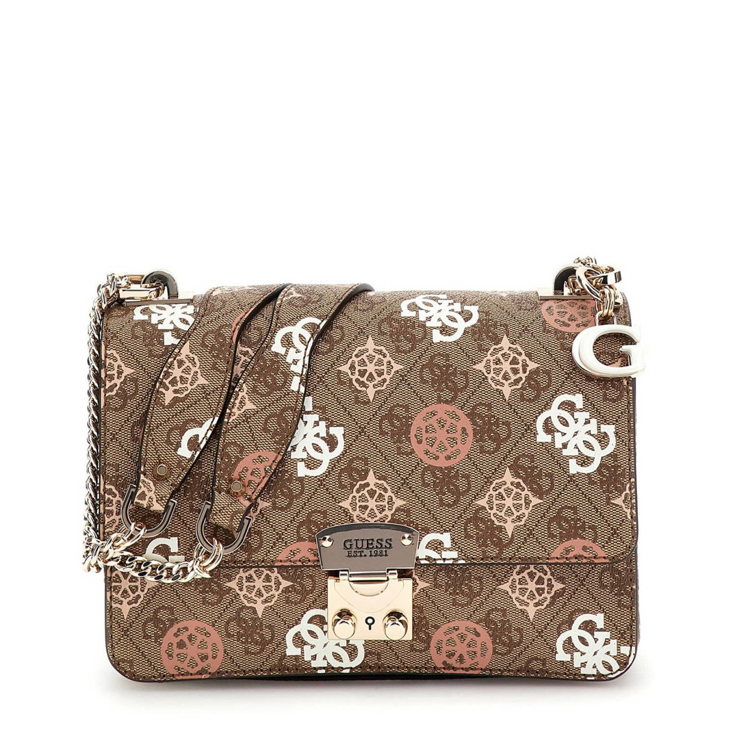 Guess Convertible Crossbody Tas Eliette Logo Brown Dames