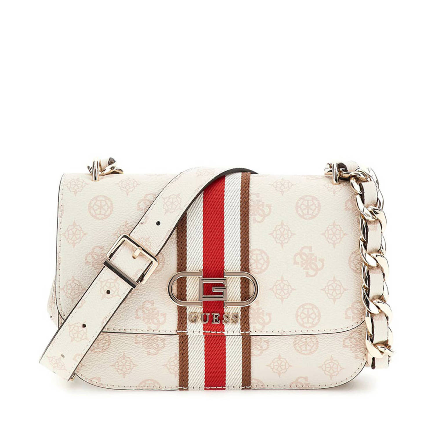 Guess Beige Handtas met Verstelbare Kettingriem Beige Dames
