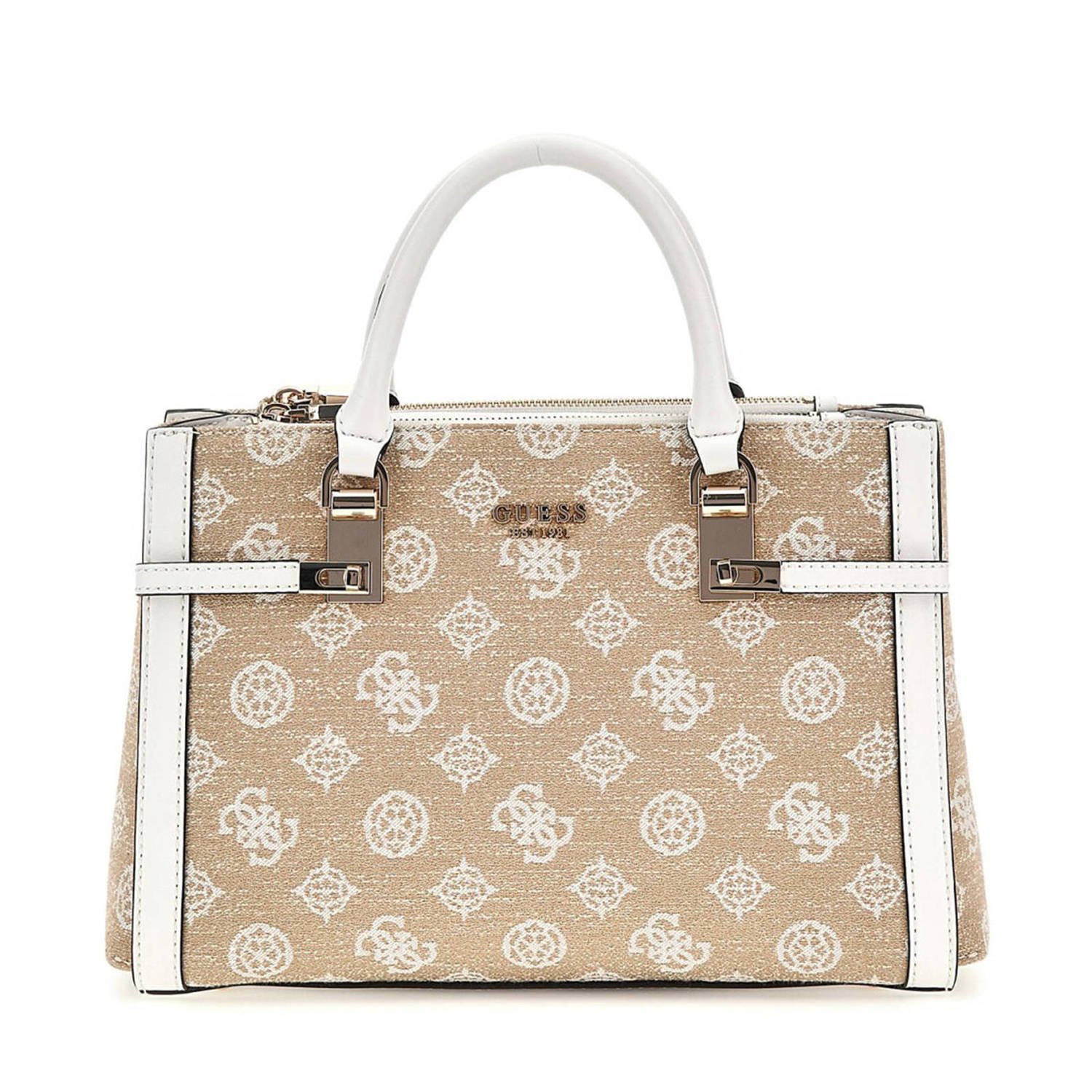 Guess Witte Katoenen Handtas met Verstelbare Band en Meerdere Compartimenten White Dames