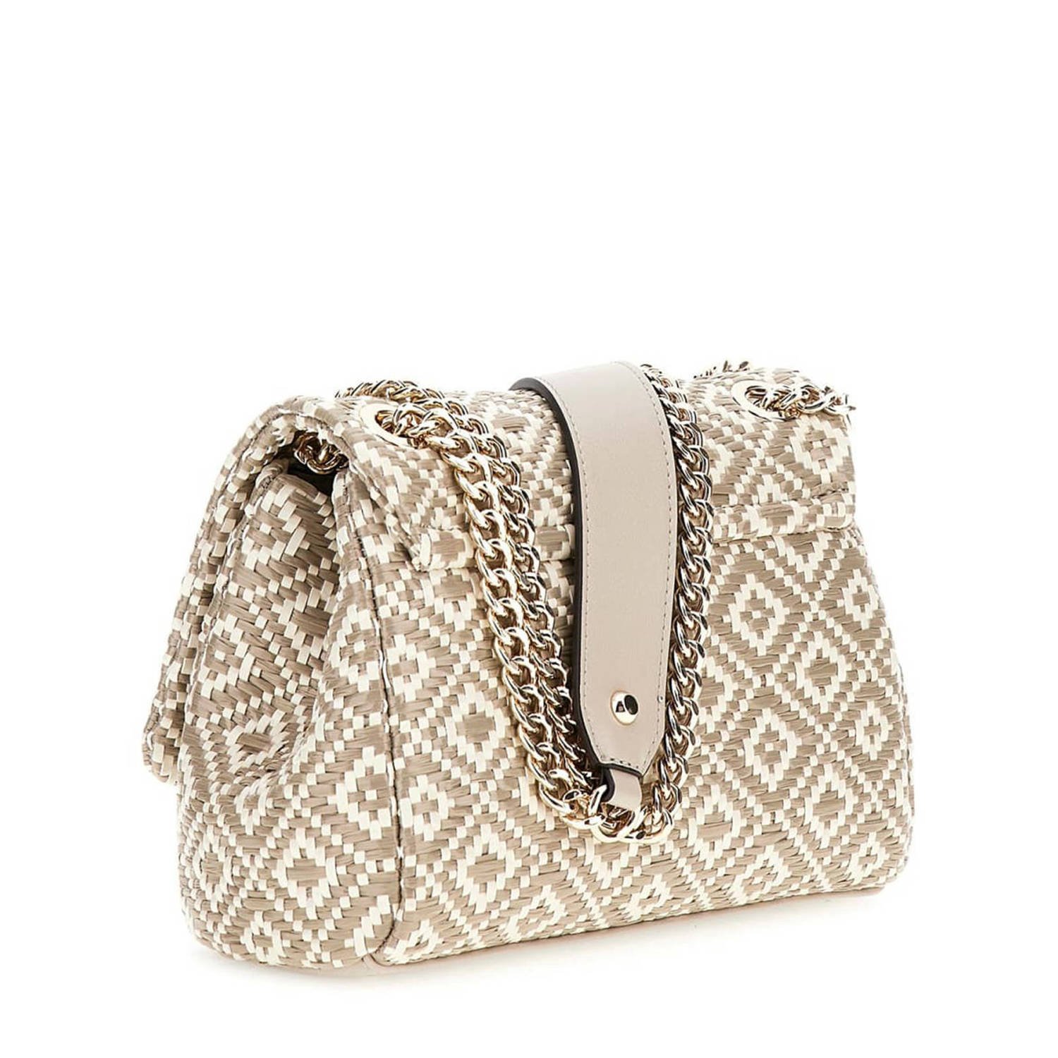 GUESS gevlochten crossbody tas Rianee beige