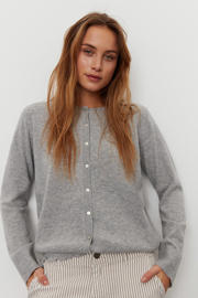 thumbnail: Grijs melange dames Sofie Schnoor wollen vest melange met effen, lange mouwen, ronde hals en knoopsluiting