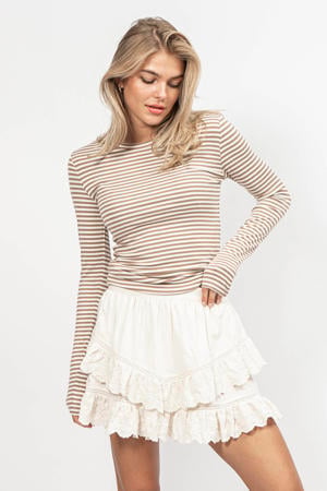 gestreepte top beige/wit