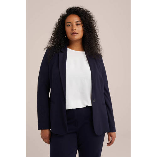 WE Fashion Curve getailleerde blazer marine afbeelding