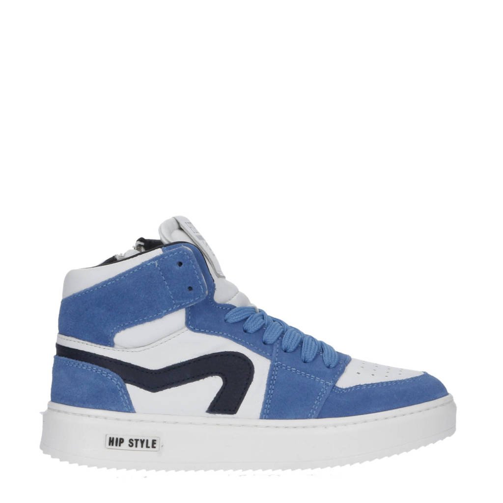 suède sneakers blauw/wit