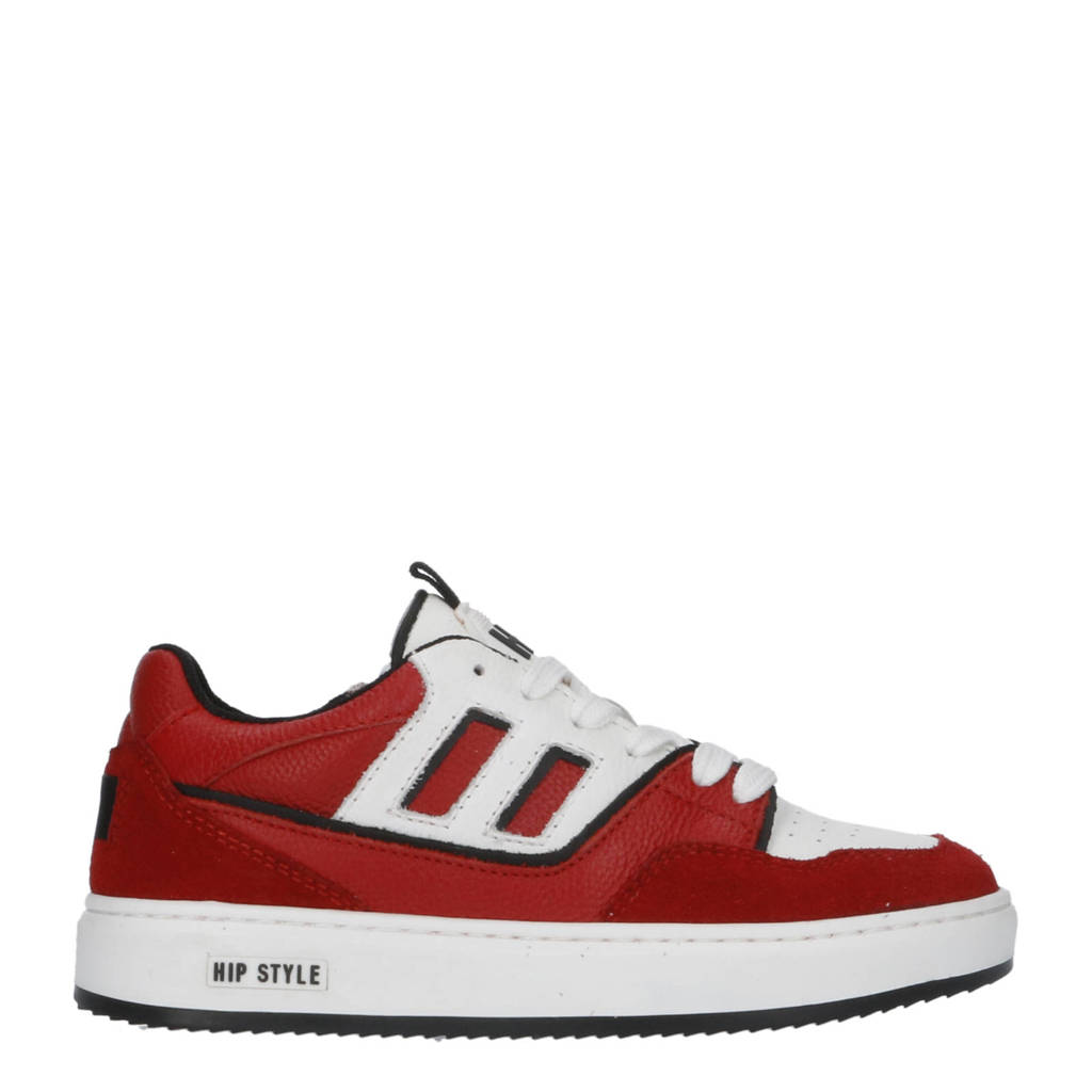 suède sneakers rood/wit