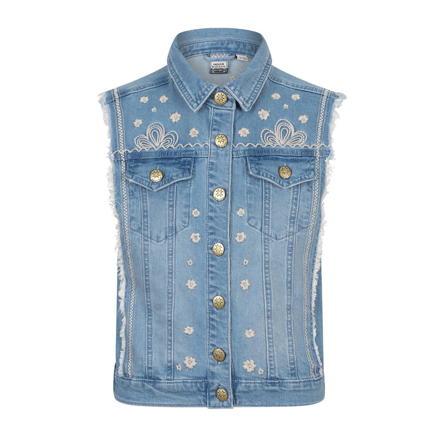 Indian Blue Jeans gebloemd gilet medium denim