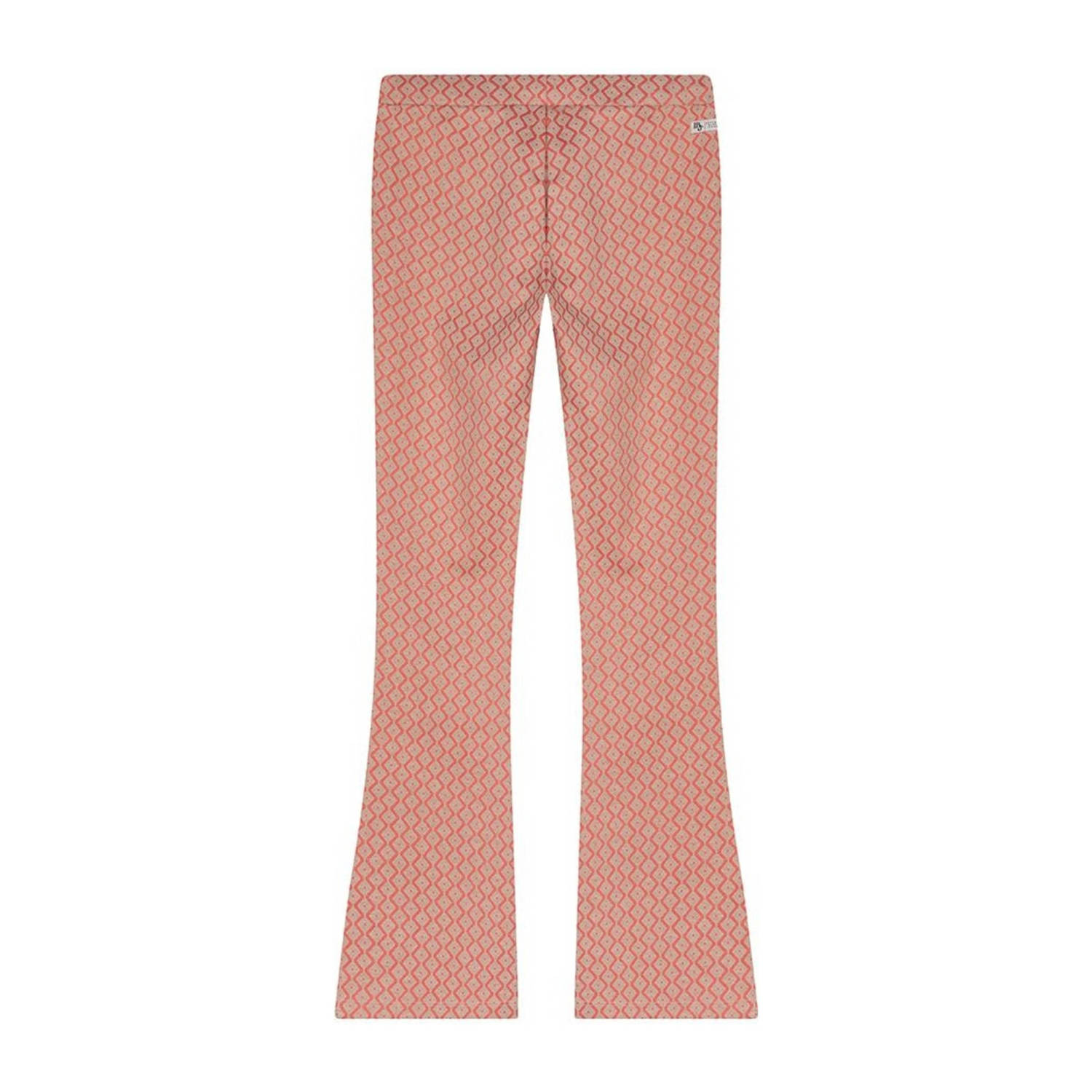 Indian Blue Jeans flared broek met all over print oranje zand