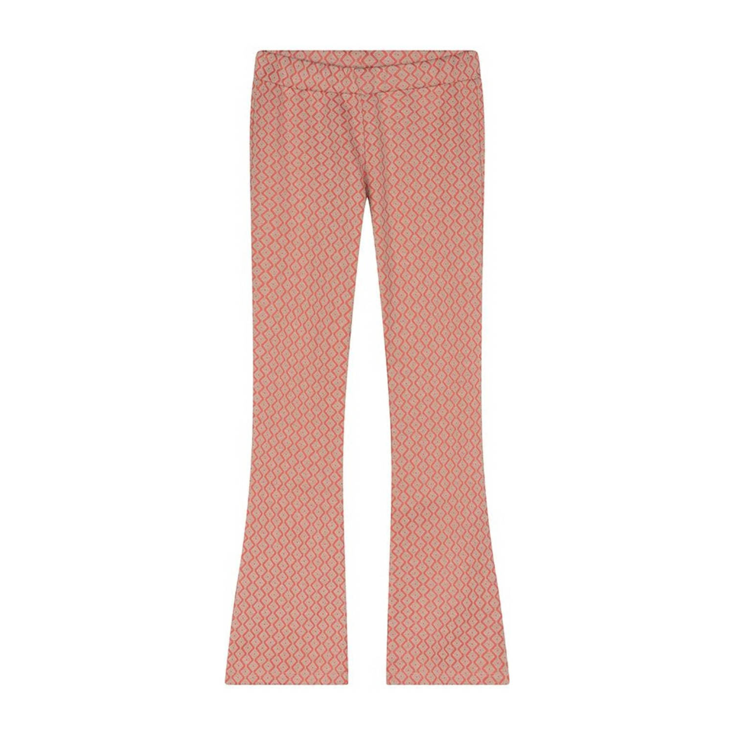 Indian Blue Jeans flared broek met all over print oranje zand