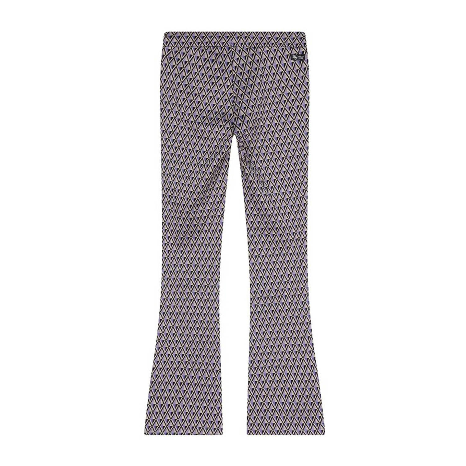 Indian Blue Jeans flared broek met all over print paars zwart