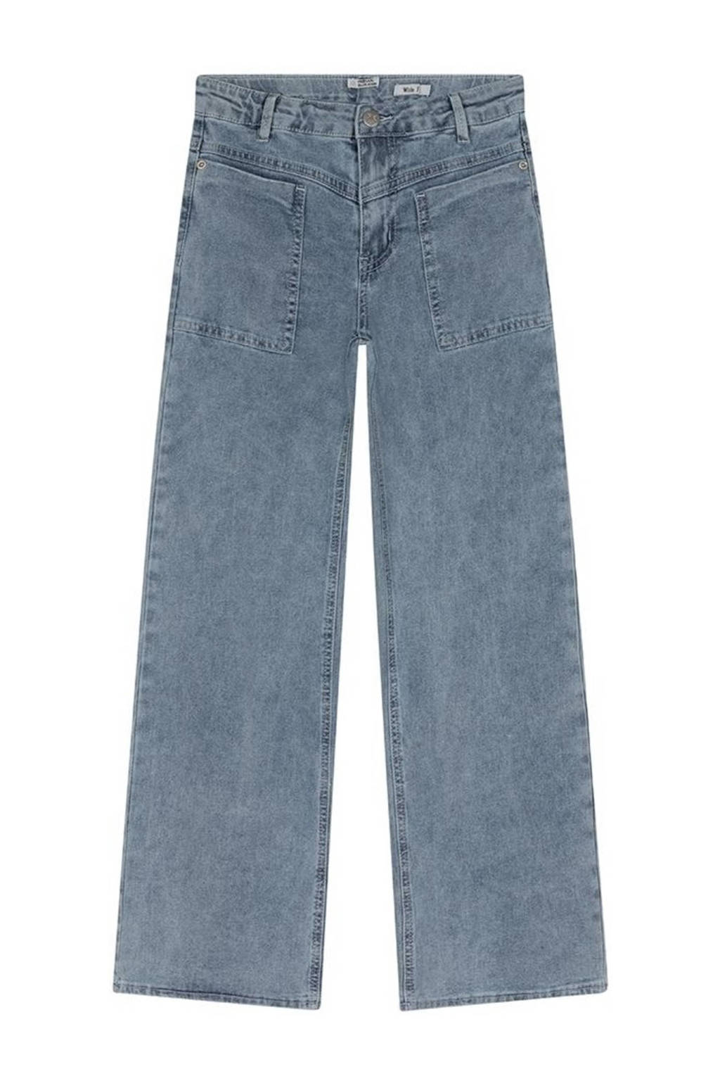 wide leg jeans Joy Worker met slijtage light denim