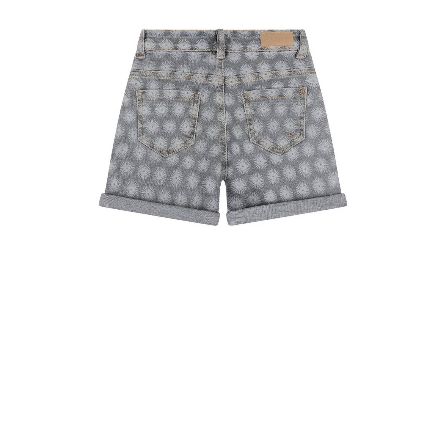 Daily7 denim short met all over print grey denim