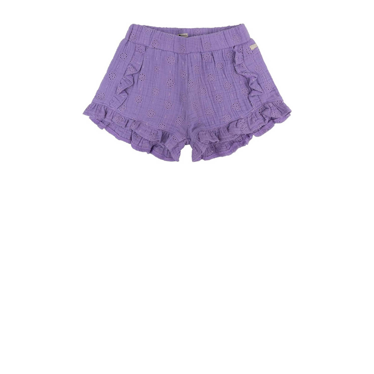 DAILY7 Meisjes Broeken Short Ruffle Muslin Broderie Paars