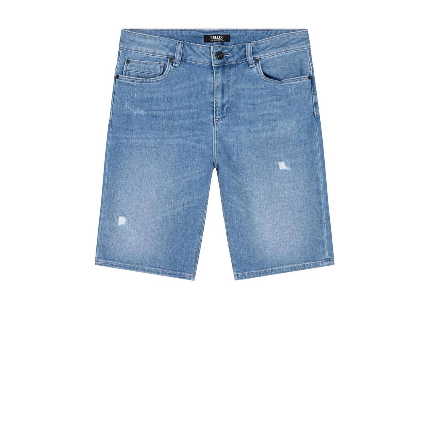 Rellix slim fit denim short Duux damaged light denim