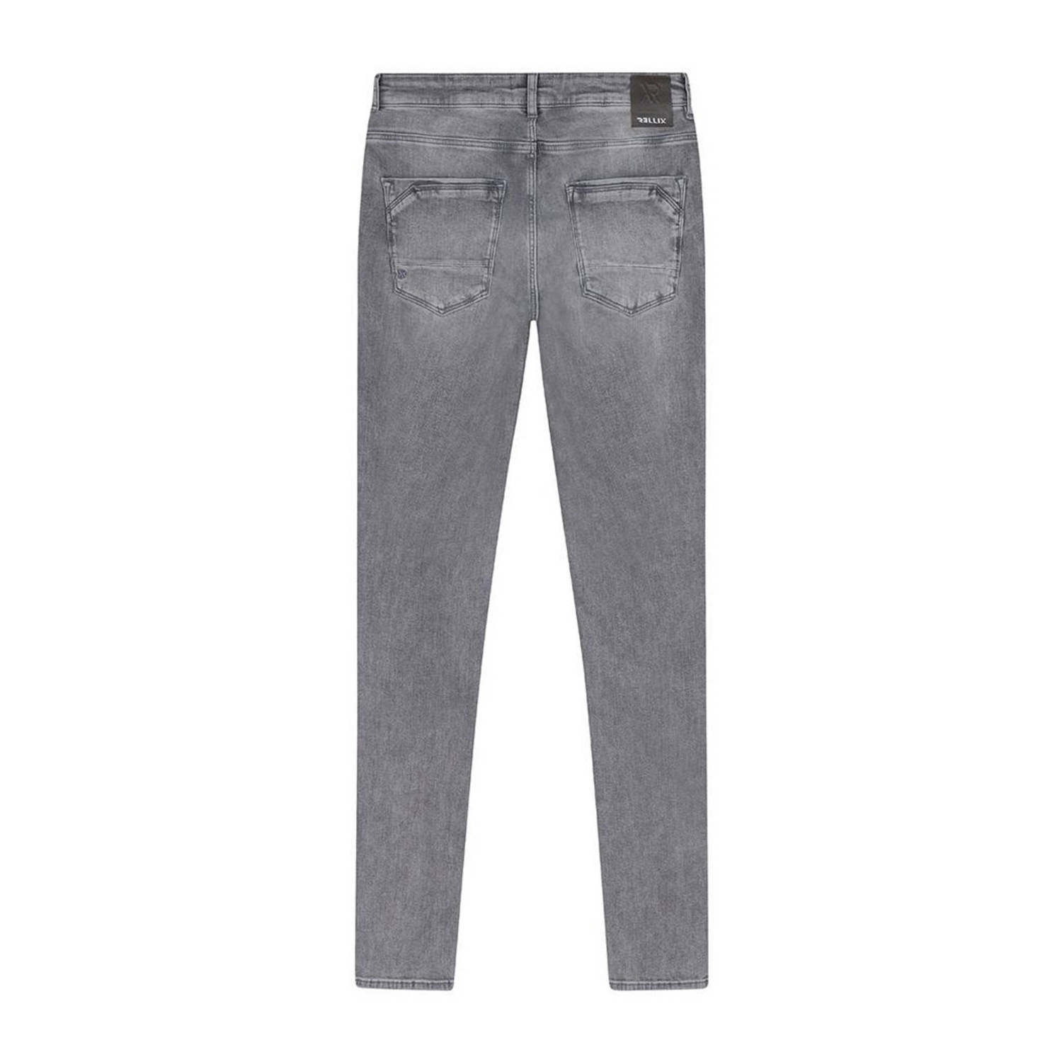 Rellix slim fit jeans Billy met slijtage light grey denim