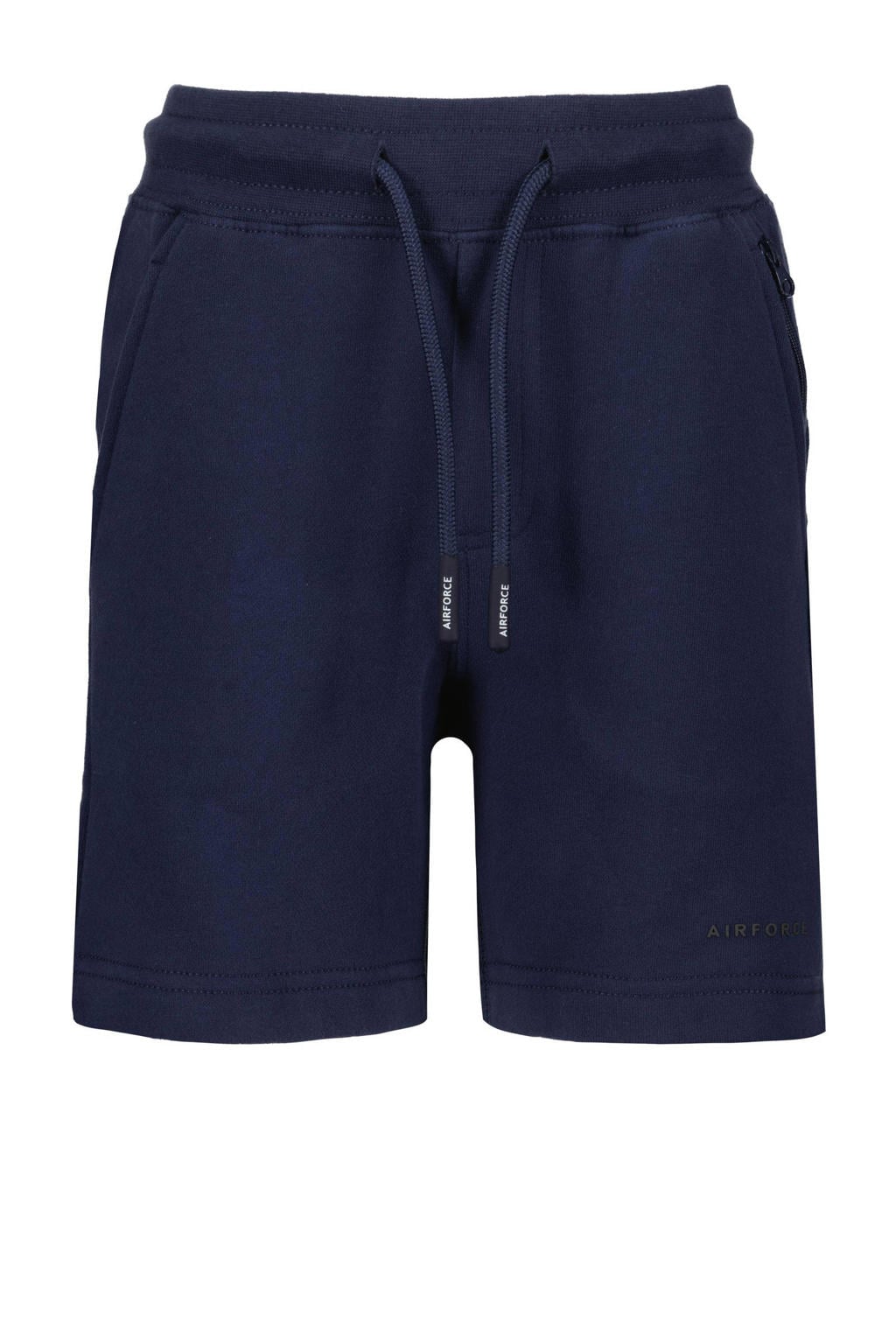 Blauwe jongens Airforce regular fit sweatshort van katoen met elastische tailleband met koord en effen