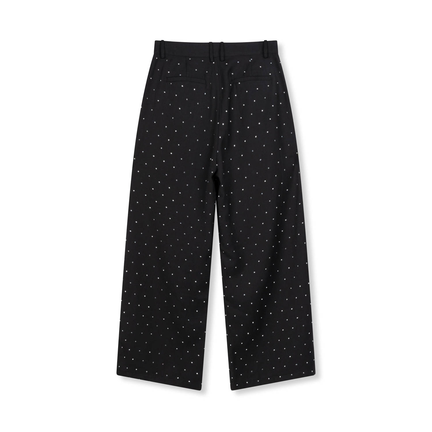 Refined Department high waist straight fit pantalon Neya met studs zwart