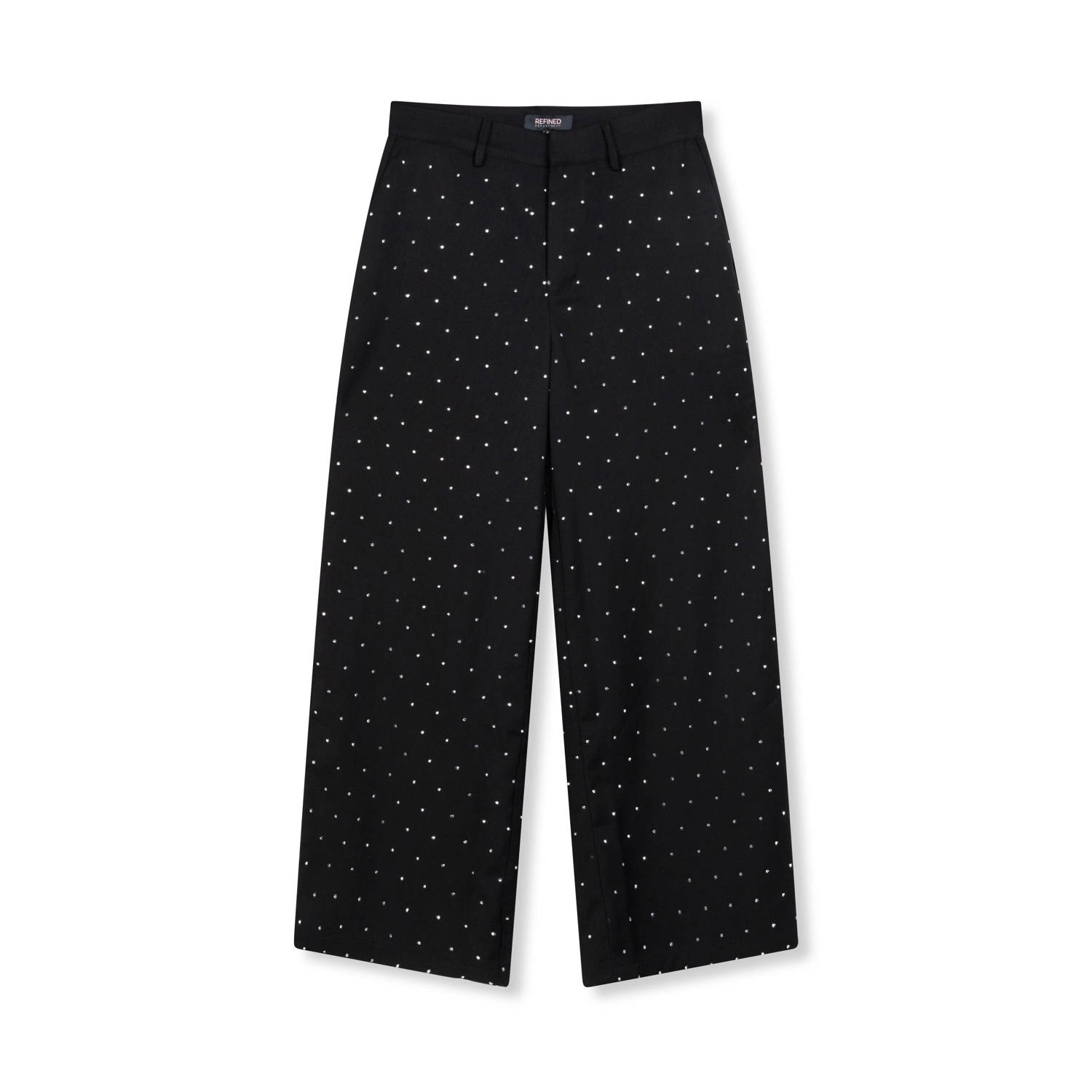 Refined Department high waist straight fit pantalon Neya met studs zwart