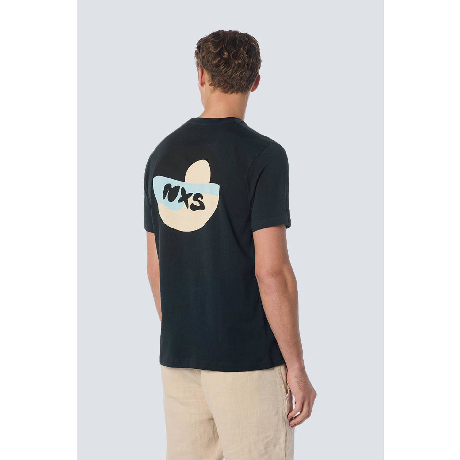 No Excess T-shirt met backprint donkerblauw