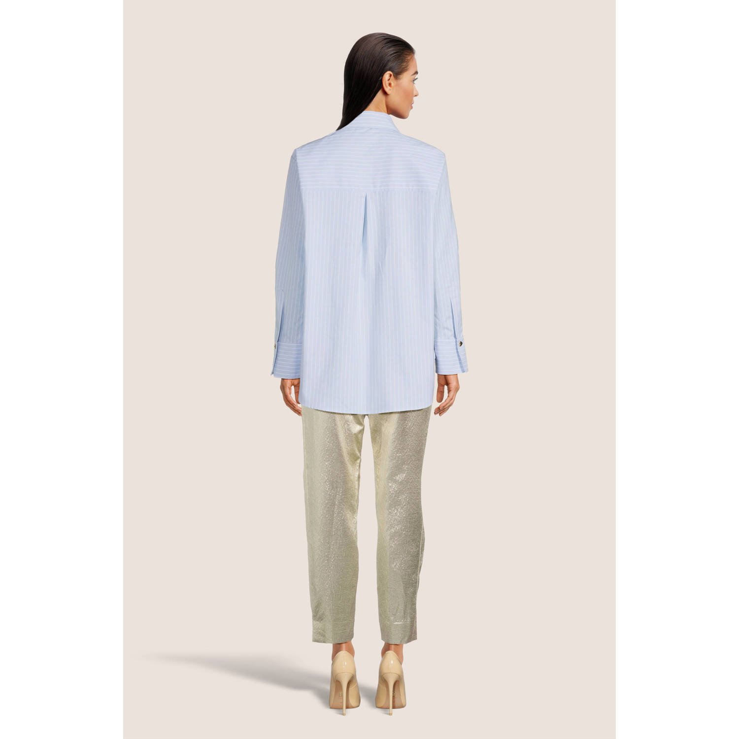 JOSH V blouse Meggy met krijtstreep lichtblauw wit