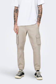 thumbnail: ONLY & SONS tapered fit cargo broek ONSCAM STAGE met logo beige