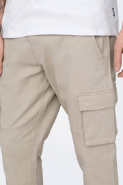 thumbnail: ONLY & SONS tapered fit cargo broek ONSCAM STAGE met logo beige