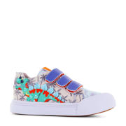 thumbnail: Beige, blauw en oranje jongens Go Banana's sneakers van textiel met klittenband en all over print