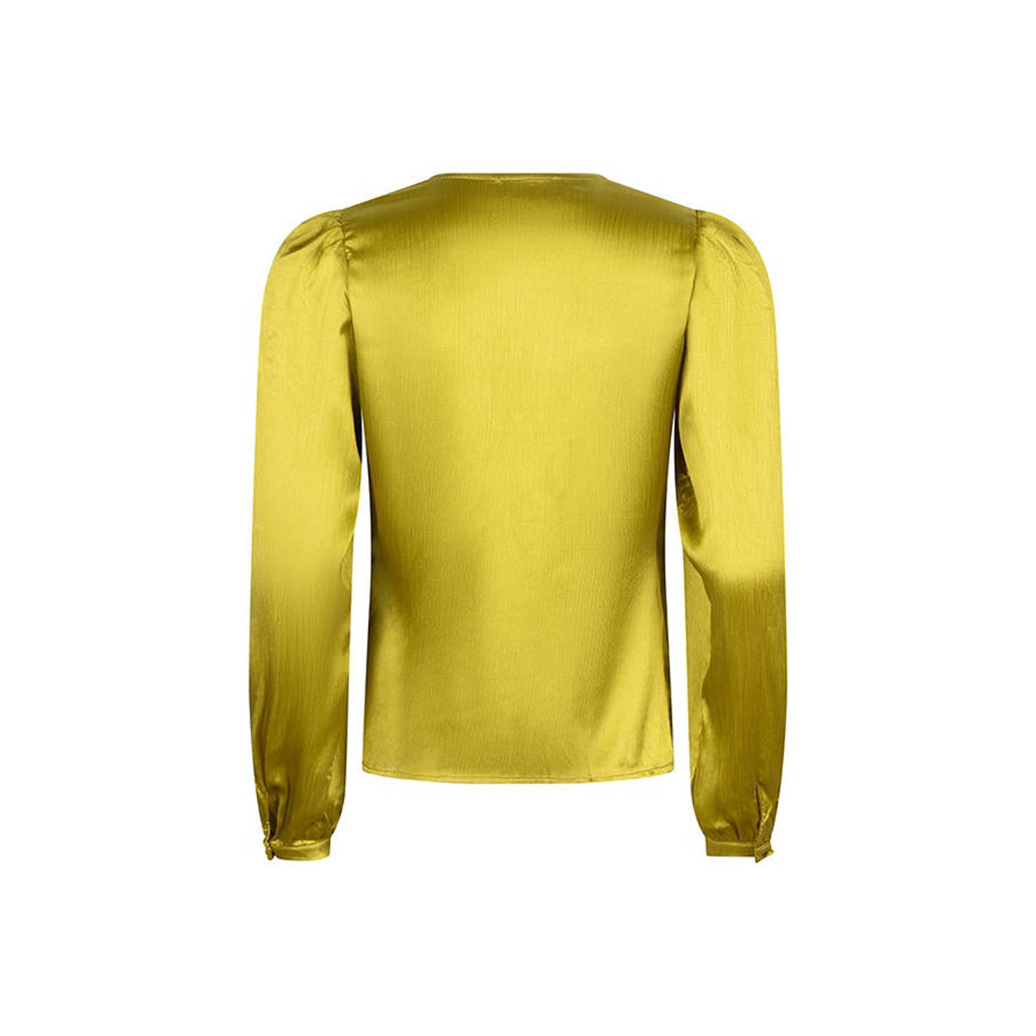 Lofty Manner satijnen overslag top Zaury met grafische print limegroen