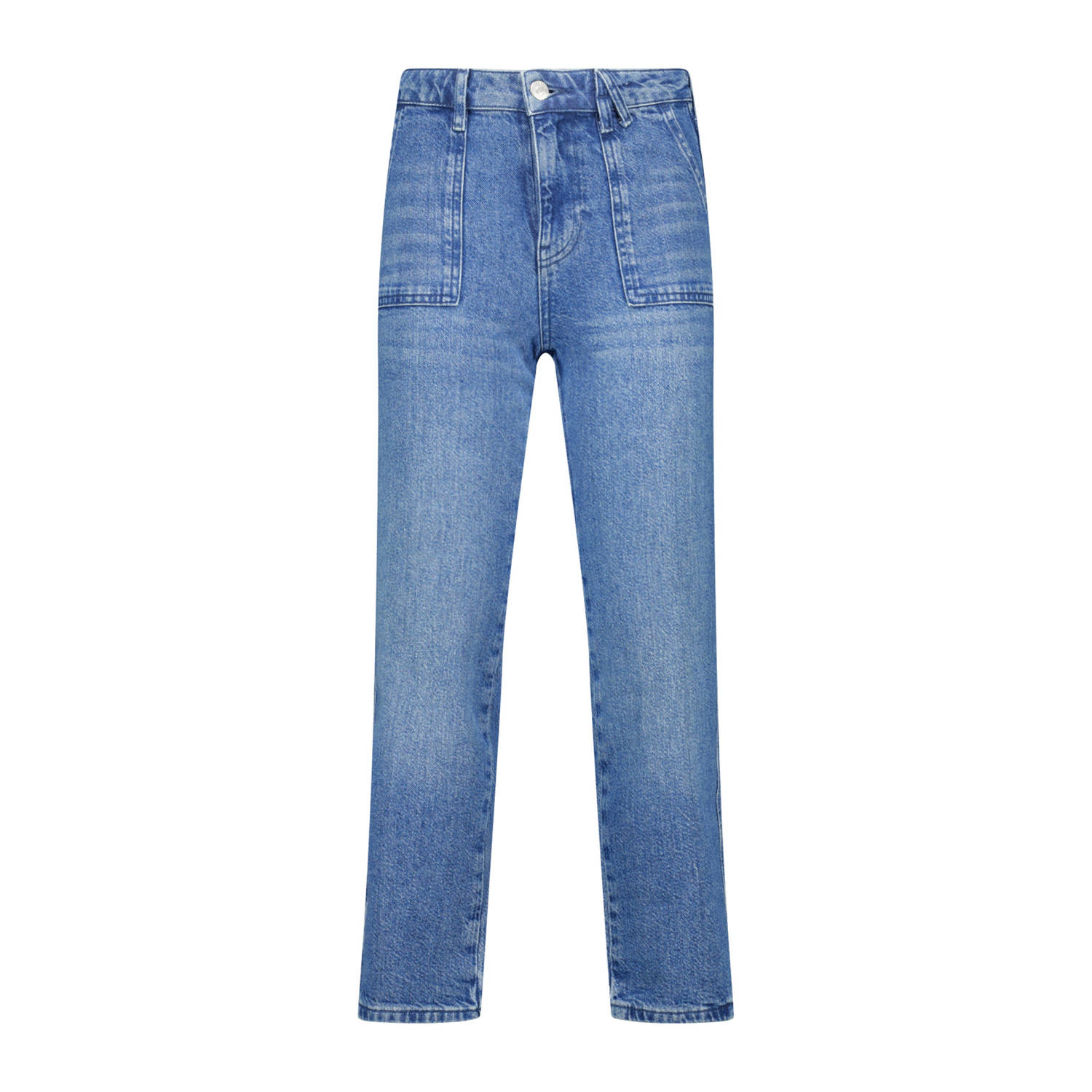 America Today straight fit jeans Cheyenne medium blue denim Blauw Effen 134 140