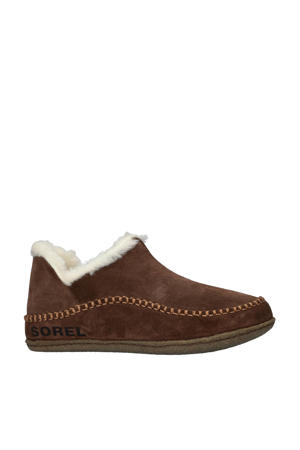 suède pantoffels bruin