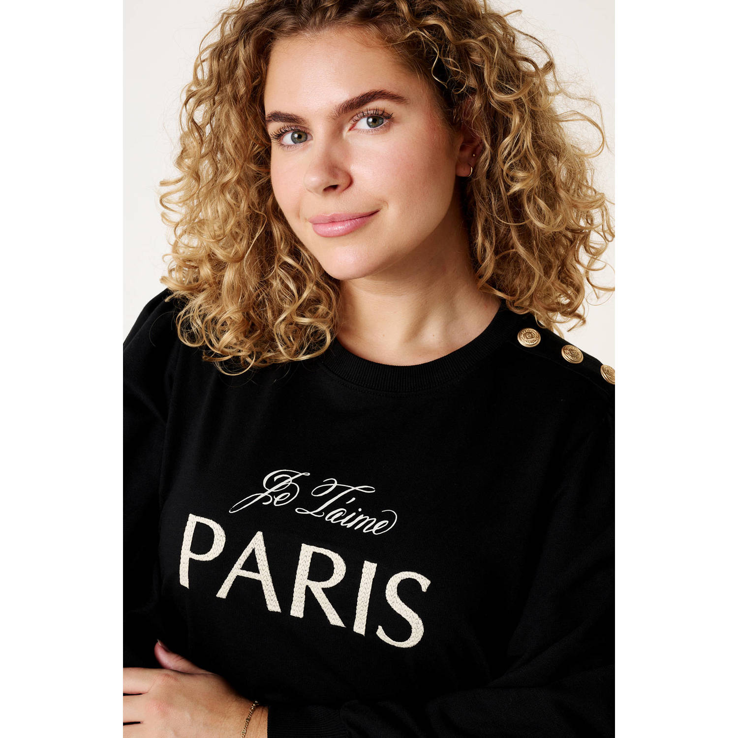 MS Mode sweater met tekst zwart