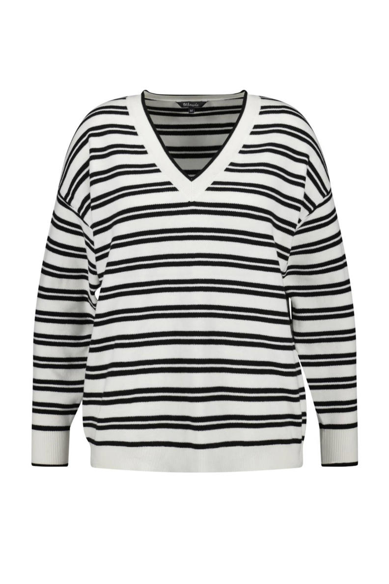MS Mode gestreepte trui ecru/zwart | wehkamp