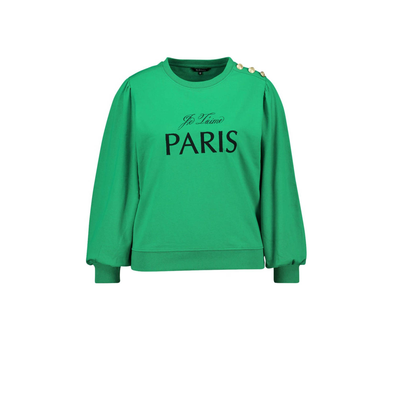 MS Mode sweater met tekst groen