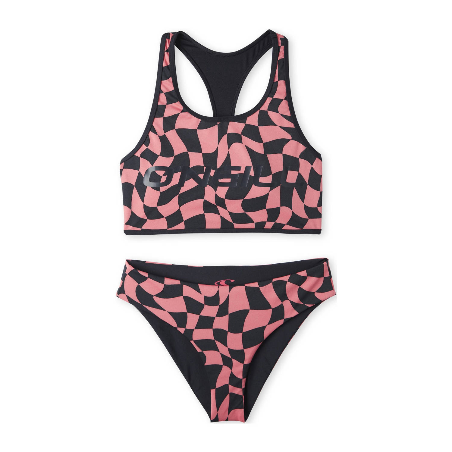 O'Neill crop bikini Active Sporty zwart roze Meisjes Polyester Ruit 128