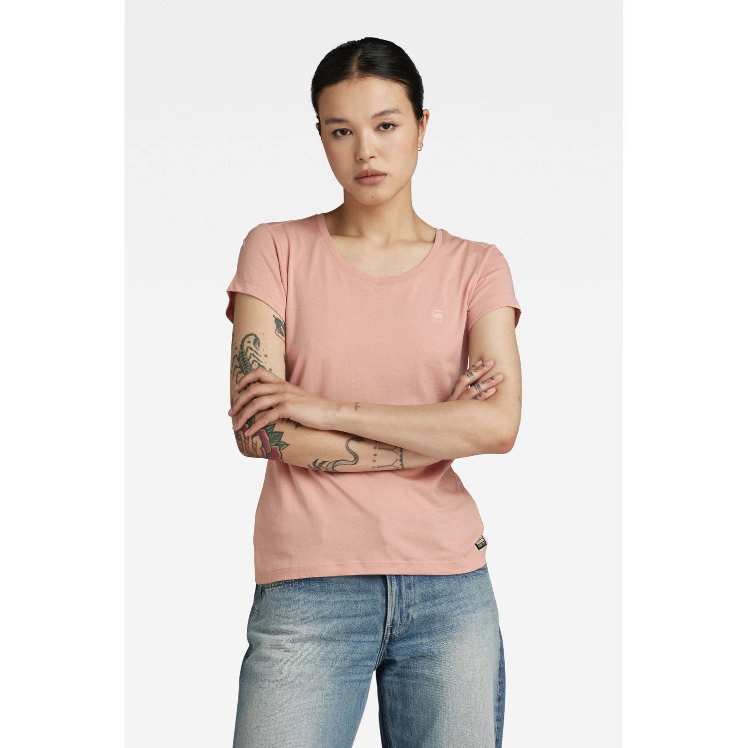 G-Star RAW Eyben Slim V-Hals Top 2.0 Roze Dames