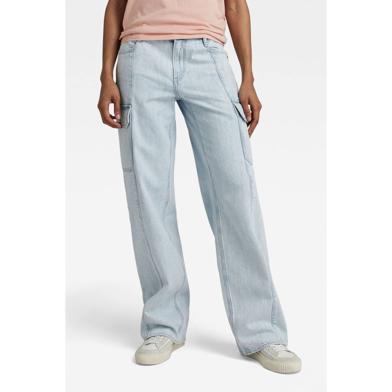G-STAR Judee low waist cargo jeans sun faded piscina blue