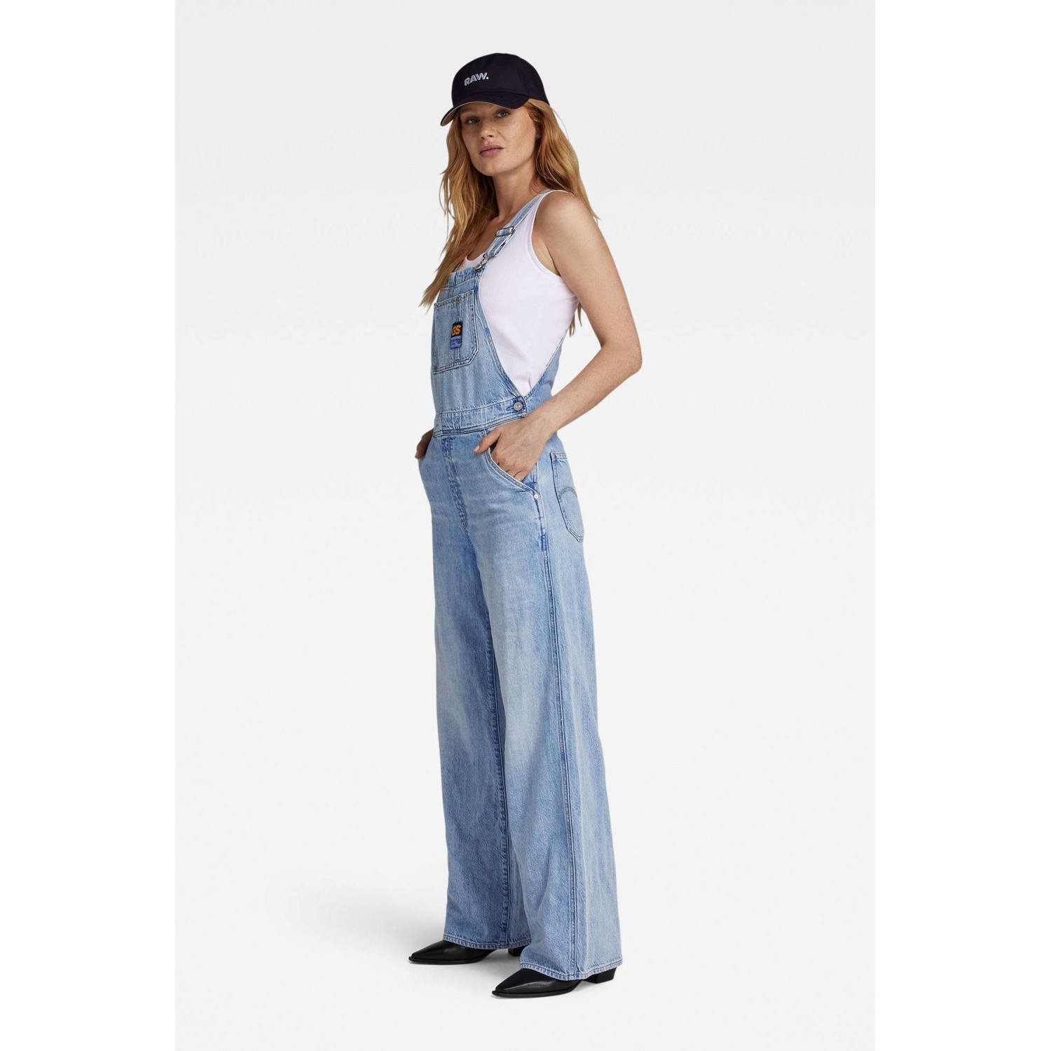 G-STAR high waist straight fit tuinbroek sun faded cloudburst
