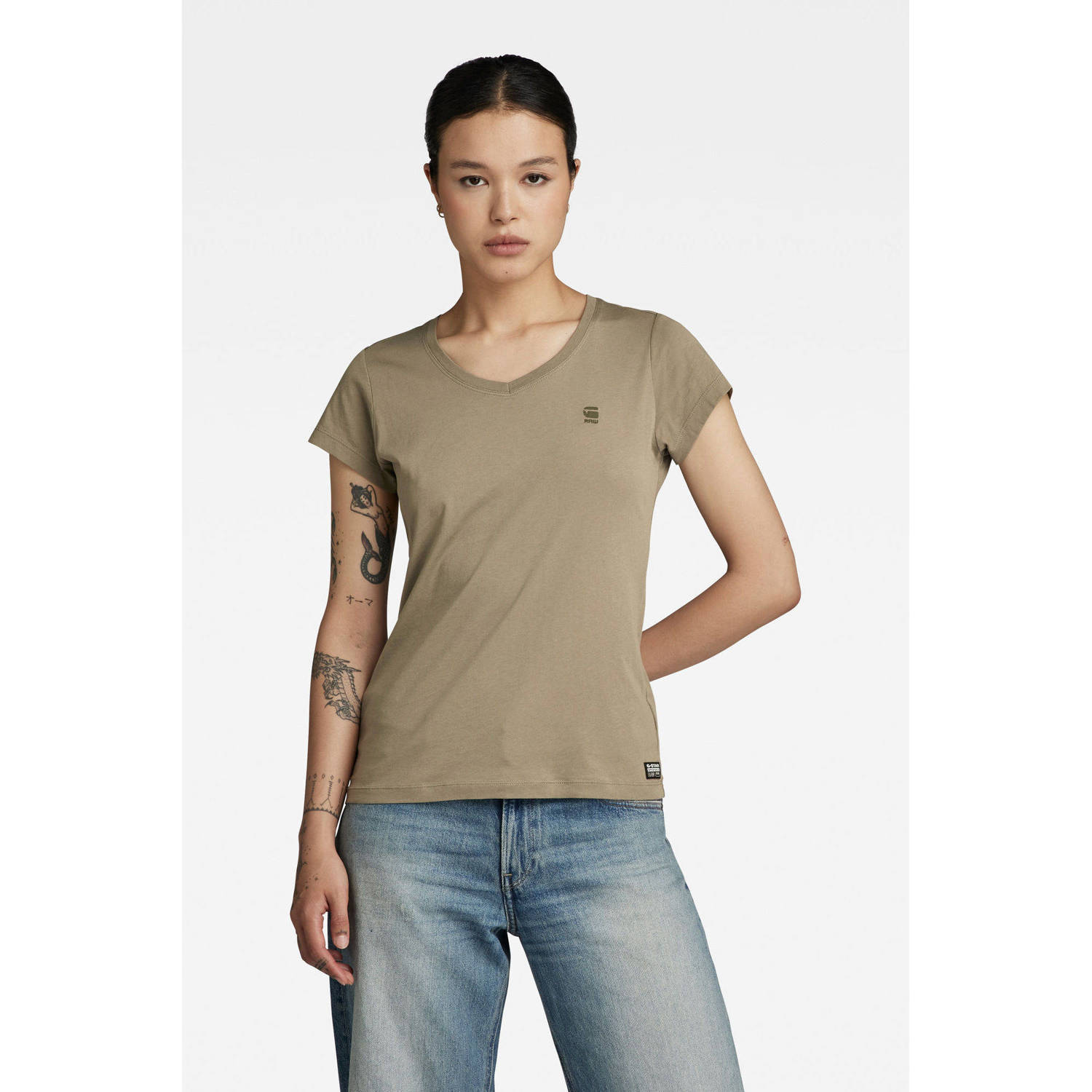 G-STAR T-shirt Eyben van katoen groen