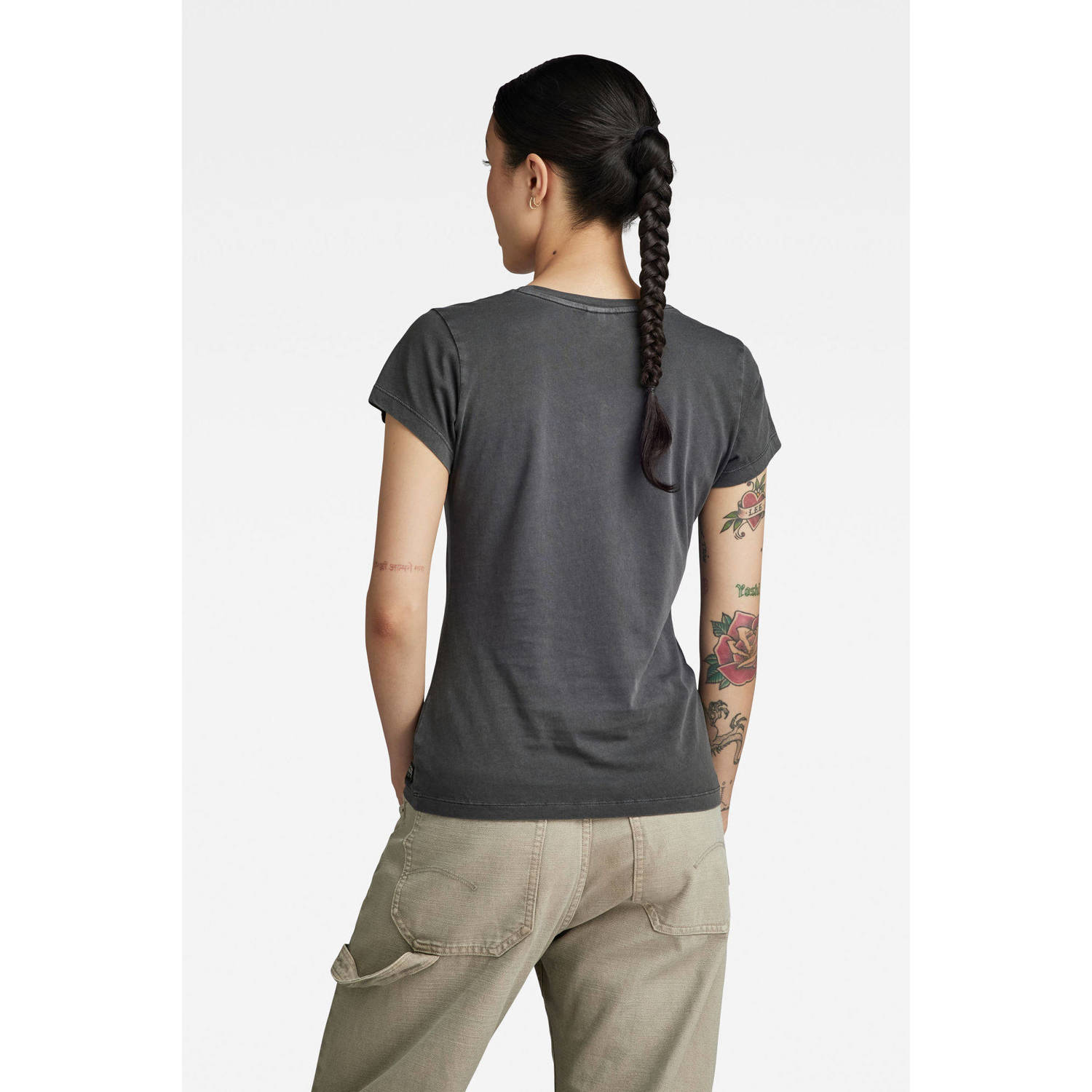 G-STAR T-shirt Eyben van katoen grijs
