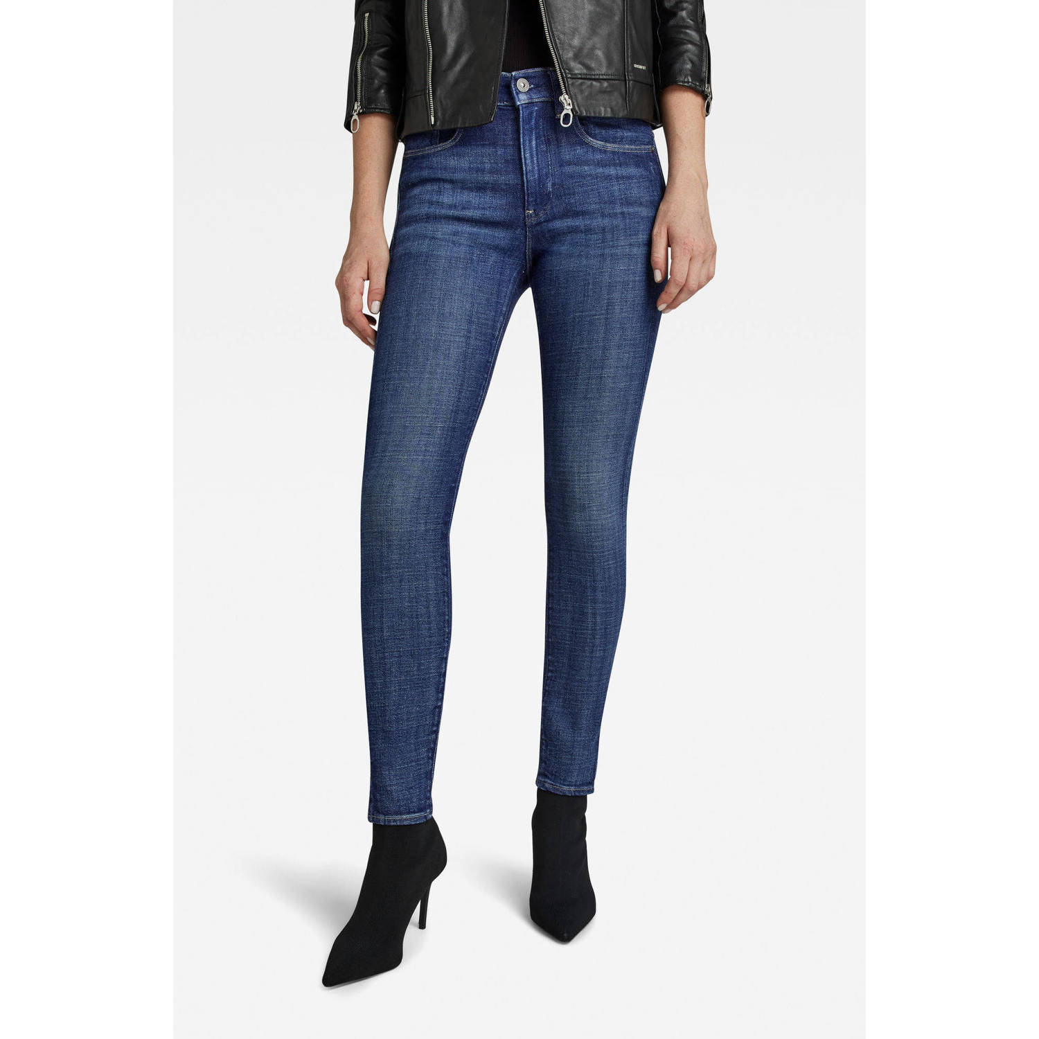 G-STAR Lhana high waist skinny jeans met split dark blue denim