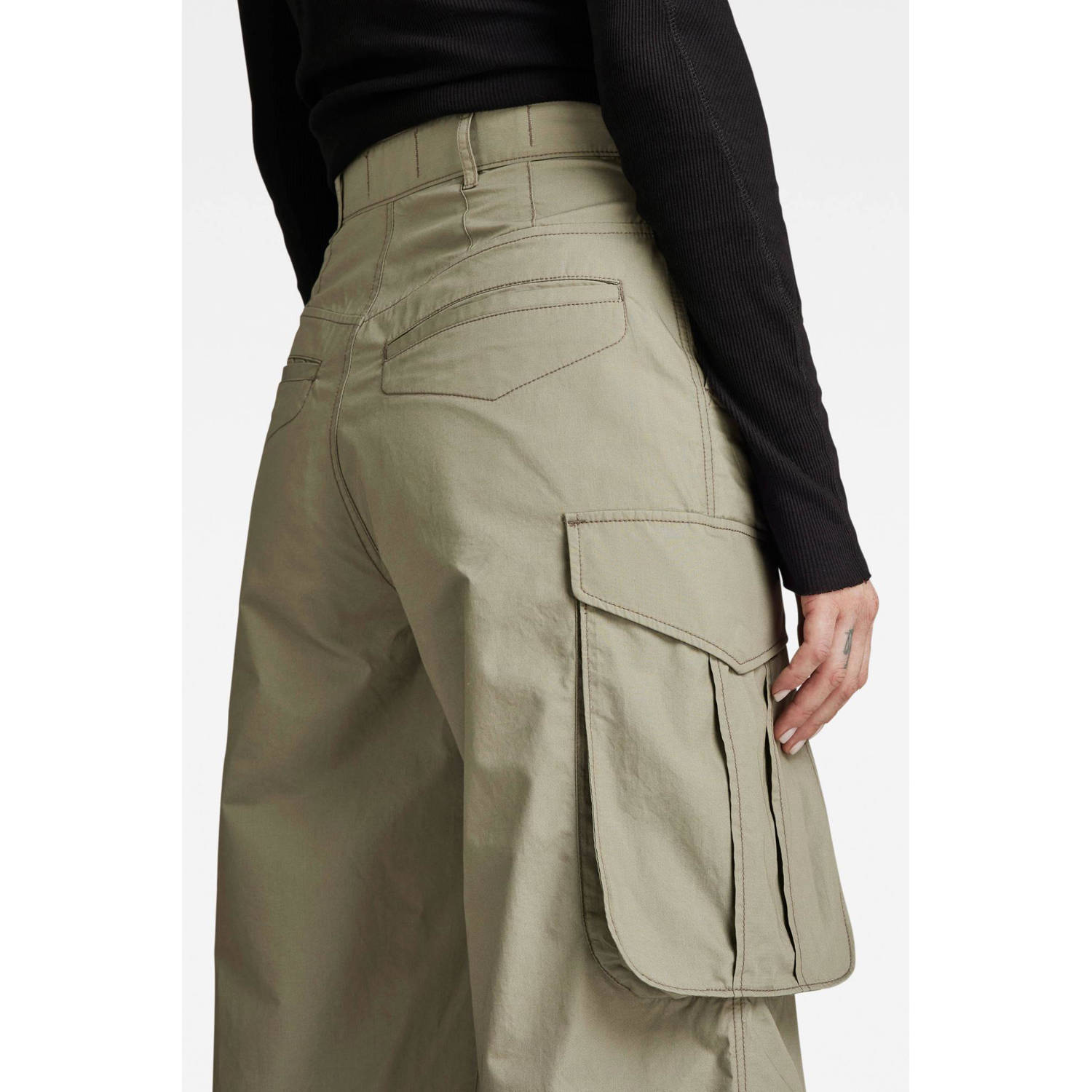 G-STAR high waist wide leg cargobroek shamrock
