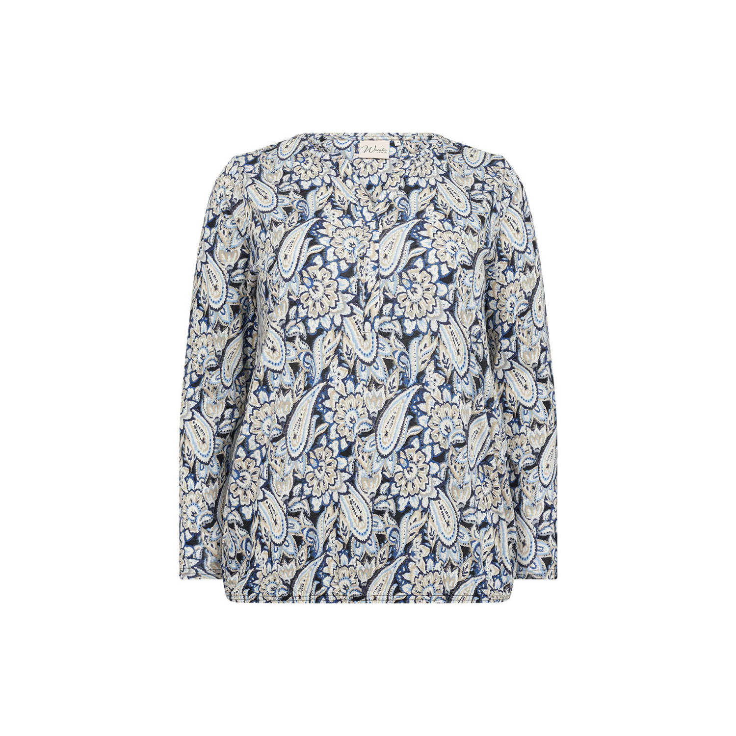 Wasabiconcept top CIANNE met all over print blauw