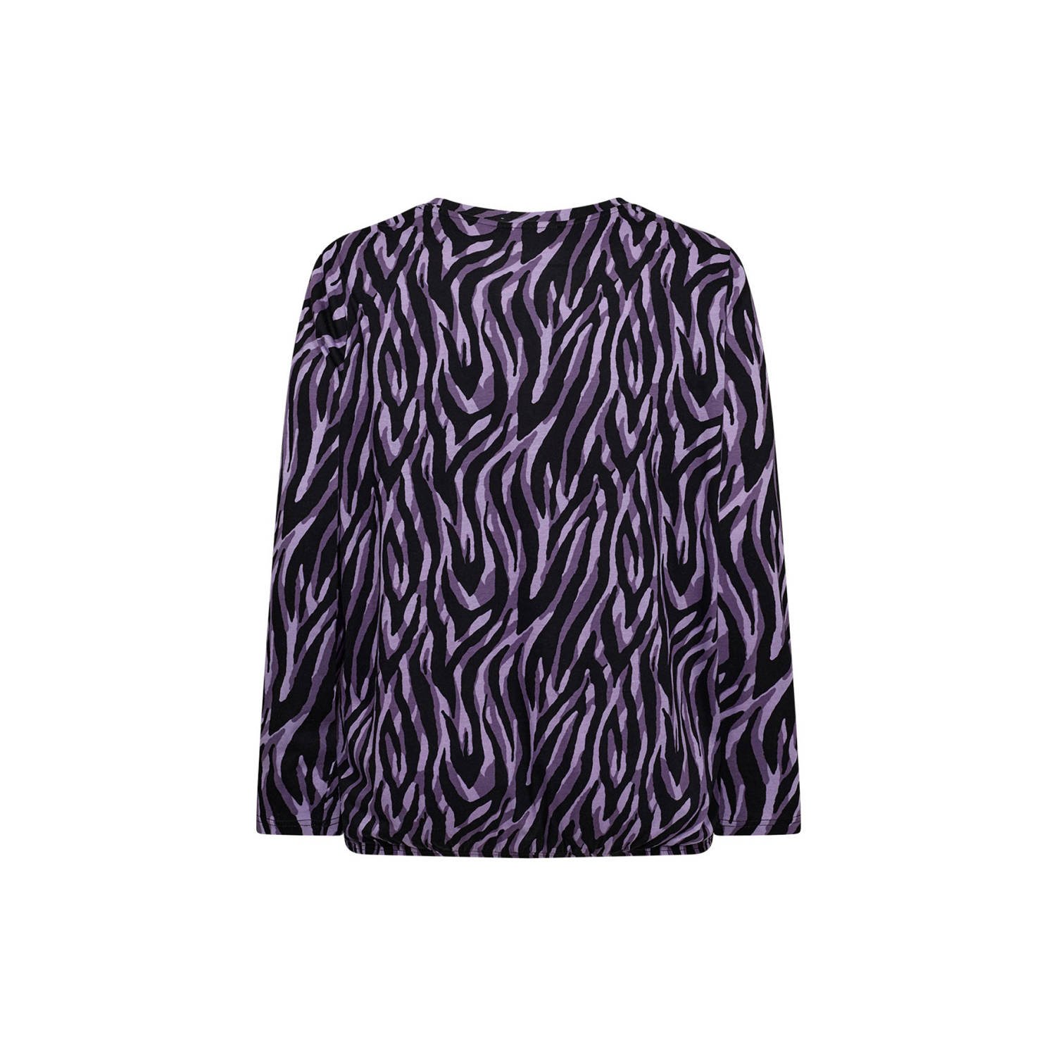 Wasabiconcept blousetop met zebraprint paars zwart